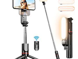 Trépied perche à selfie stable avec lumière