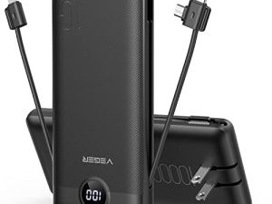 VEGER Chargeur portable pour iPhone Câbles intégrés