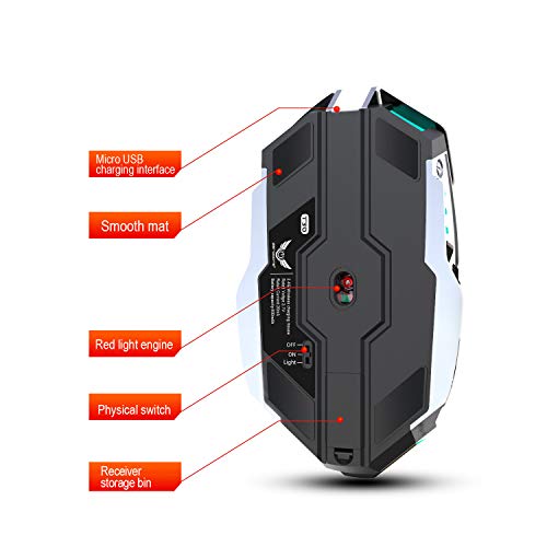 HXMJ Souris de jeu sans fil rechargeable-4