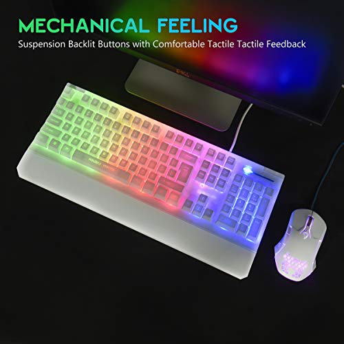 Clavier et souris de jeu blancs avec-3