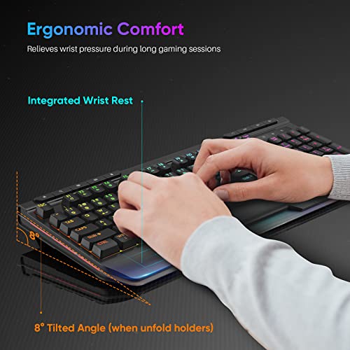 Qwecfly Clavier de jeu RVB filaire rétroéclairé-3