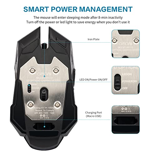 CHONCHOW Souris de jeu sans fil rechargeable-3
