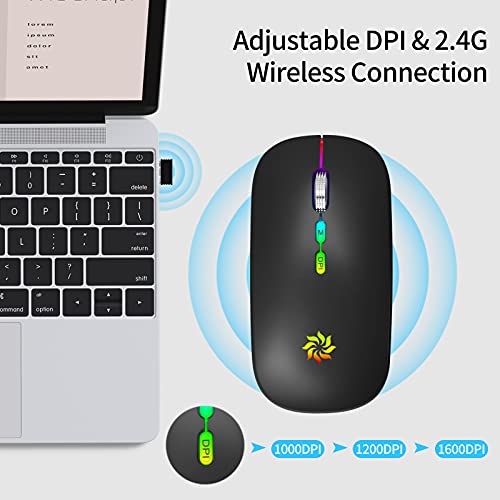 KBCASE LED Souris sans fil Slim Silent-3