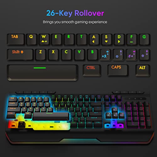 Qwecfly Clavier de jeu RVB filaire rétroéclairé-4
