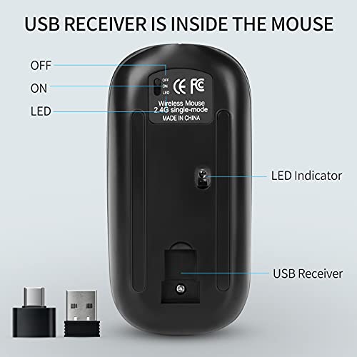 KBCASE LED Souris sans fil Slim Silent-5