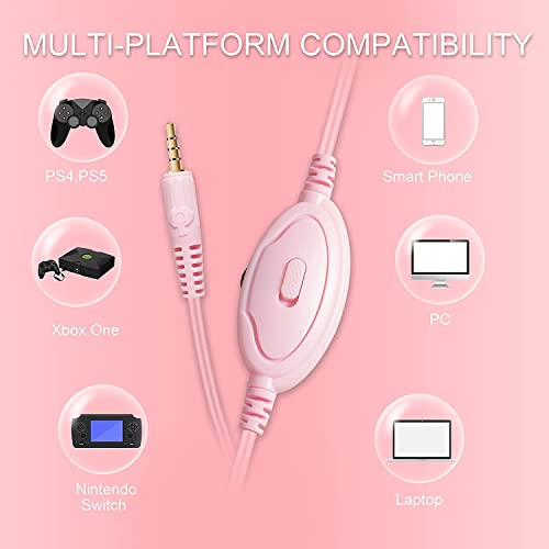 Casque de jeu rose pour Nintendo Switch