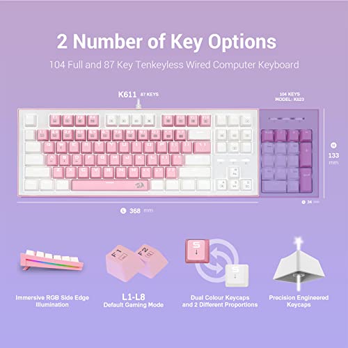 Redragon K611 Clavier de jeu mécanique à-5