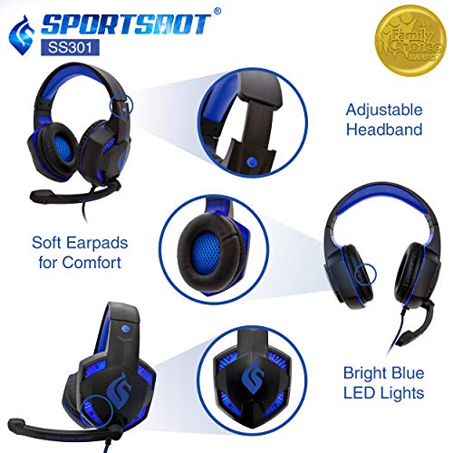 SportsBot SS301 Blue LED Gaming Over-Ear Headset-4