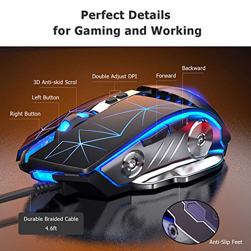 Souris de jeu USB filaire RVB rétroéclairée-4