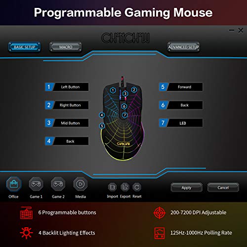 CHONCHOW Souris de jeu USB filaire programmable-3
