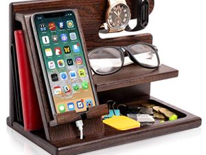 TESLYAR Station d'accueil pour téléphone en bois