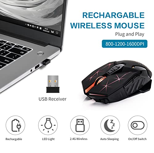 CHONCHOW Souris de jeu sans fil rechargeable-4