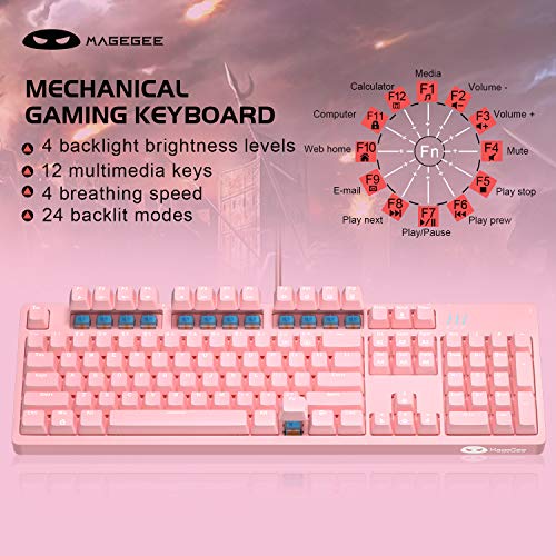 Clavier de jeu mécanique rose £ ¬Magegee-4