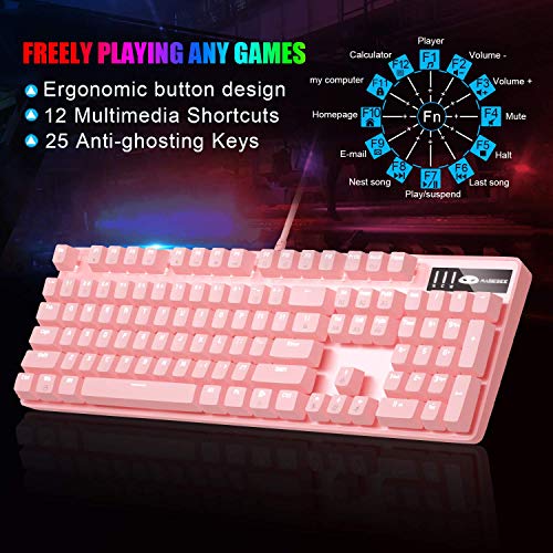 Clavier de jeu rose clavier filaire USB