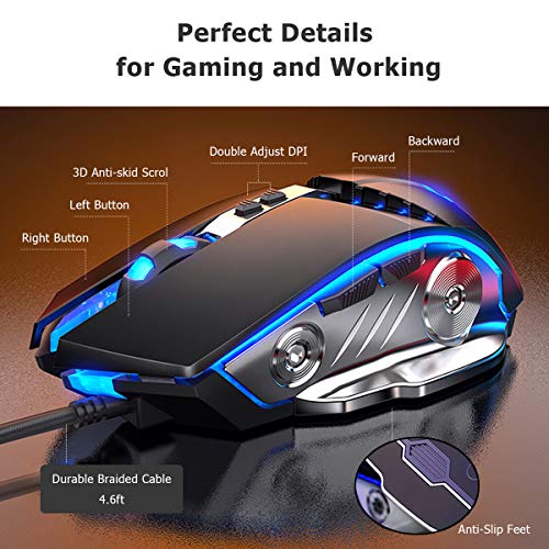 Censprin Souris de jeu USB filaire RVB-4