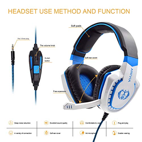 Anivia Casque d'ordinateur filaire avec microphone --5