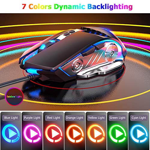 Censprin Souris de jeu USB filaire RVB-3