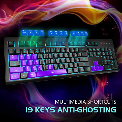 POWZAN Clavier Gaming Silencieux Lumineux - Clavier-5