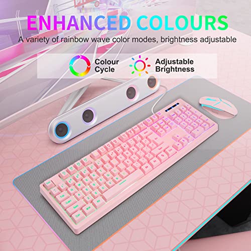 CQ104 Clavier de jeu rose filaire USB-4