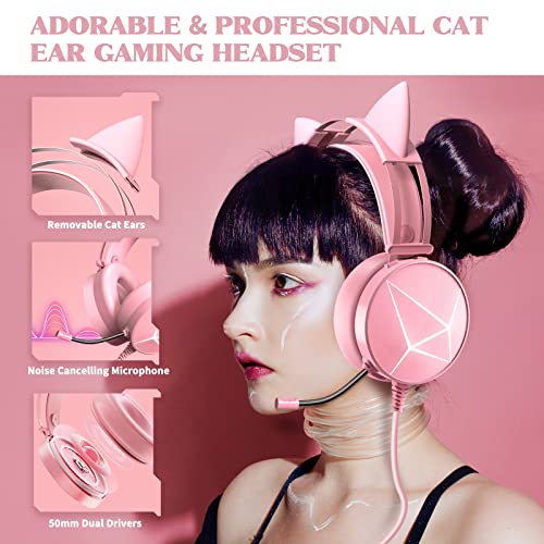 Ensemble clavier et souris rose et casque-4