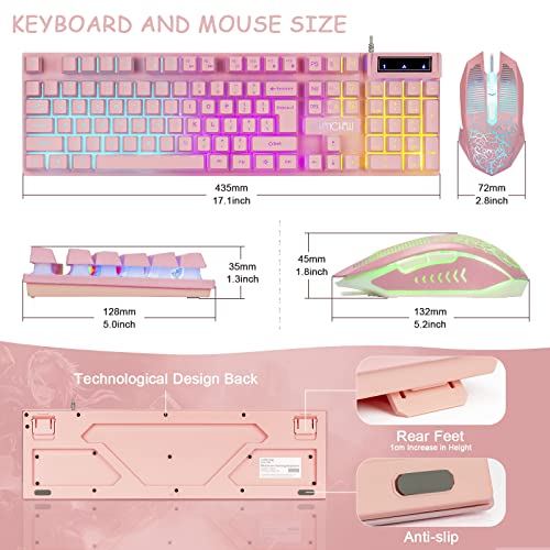 Ensemble clavier et souris de jeu rose