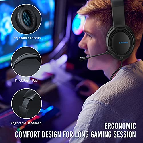 BINNUNE Casque de jeu avec microphone pour-4