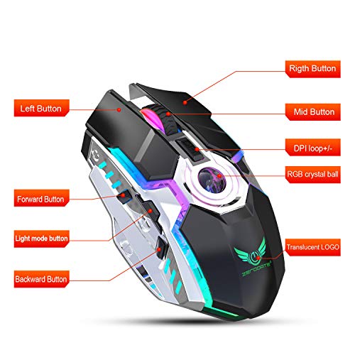 HXMJ Souris de jeu sans fil rechargeable-3