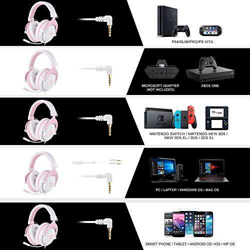 SADES MPOWER Casque de jeu stéréo rose-3