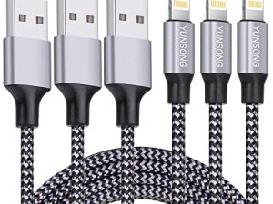 YUNSONG Lot de 3 câbles Lightning tressés