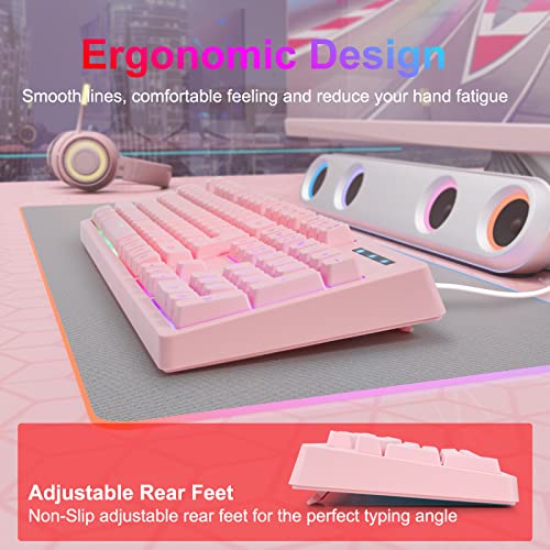 CQ104 Clavier de jeu rose filaire USB-5