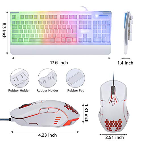 Clavier et souris de jeu blancs avec-5