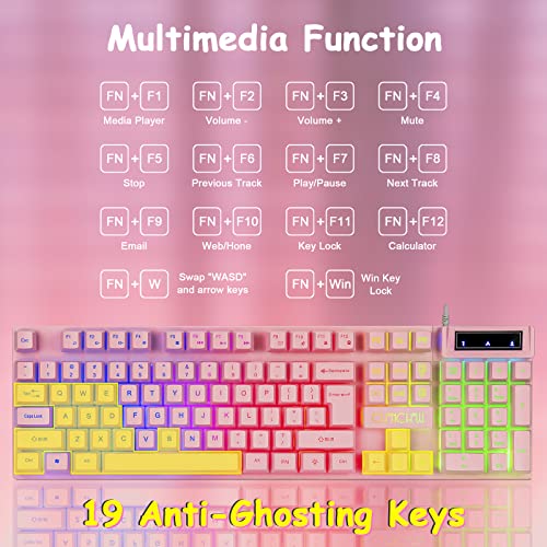Ensemble clavier et souris de jeu rose