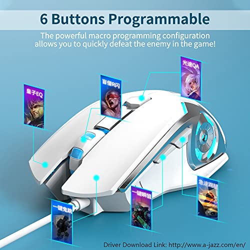NACODEX AJ120 Souris de jeu blanche programmable-5