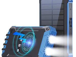 Batterie externe solaire 36000mAh intégrée 4 câbles
