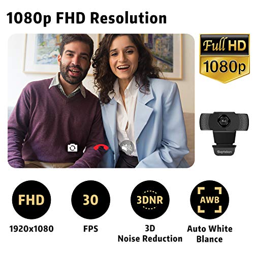 Septekon Webcam HD 1080p avec microphone