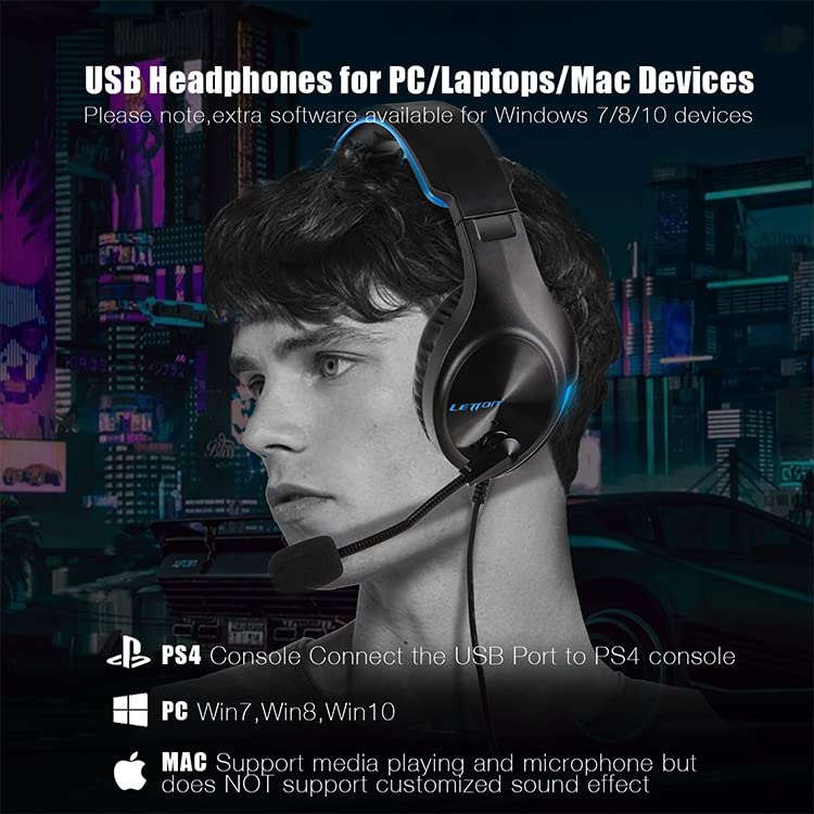 LETTON L25 Casque de jeu USB stéréo-4