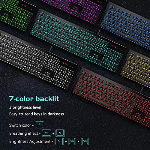POWZAN Clavier Gaming Silencieux Lumineux - Clavier-4