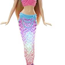 Poupée Barbie sirène avec queue arc-en-ciel lumineuse