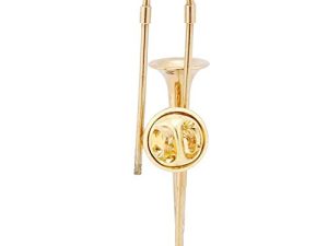 Broche trombone/cornet plaqué or mini instrument de