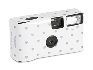 Appareil photo jetable WEDDINGSTAR avec Flash-Silver Hearts