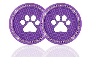 JUSTTOP 2PCS Bling Crystal Paw Car Cup