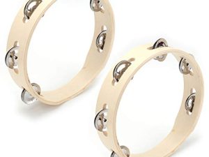 Tosnail Lot de 2 tambourins en bois