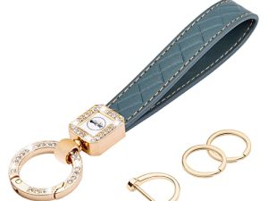 Wisdompro Porte-clés de voiture en cuir Bling