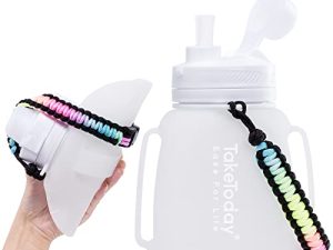 TakeToday Motivational Bouteille d'eau pliable avec paille