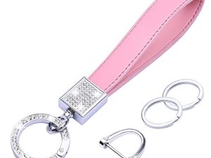 Wisdompro Porte-clés de voiture en cuir Bling