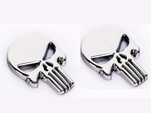 3D Metal Skull Punisher Emblem Sticker 2-Pack