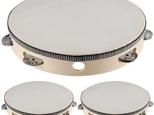 SINJEUN Lot de 3 tambourins de 25