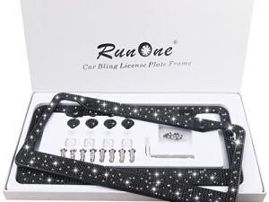 Cadre de plaque d'immatriculation en strass noir