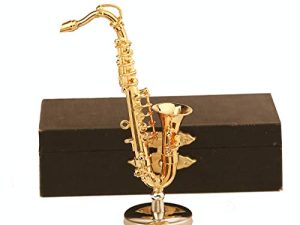 Dselvgvu Cuivre Saxophone Miniature avec Support et