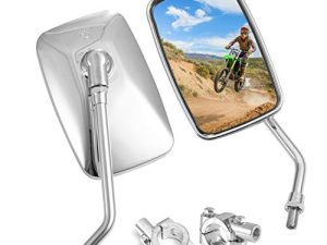 XYZCTEM Rétroviseurs de moto rectangulaires chromés universels